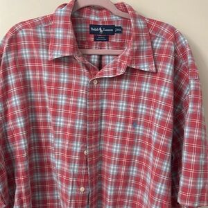 Ralph Lauren men’s XL short sleeve button down red blue vintage 90s